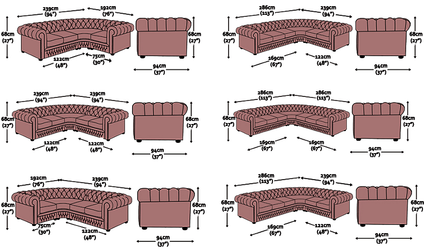 misure divano chester angolare