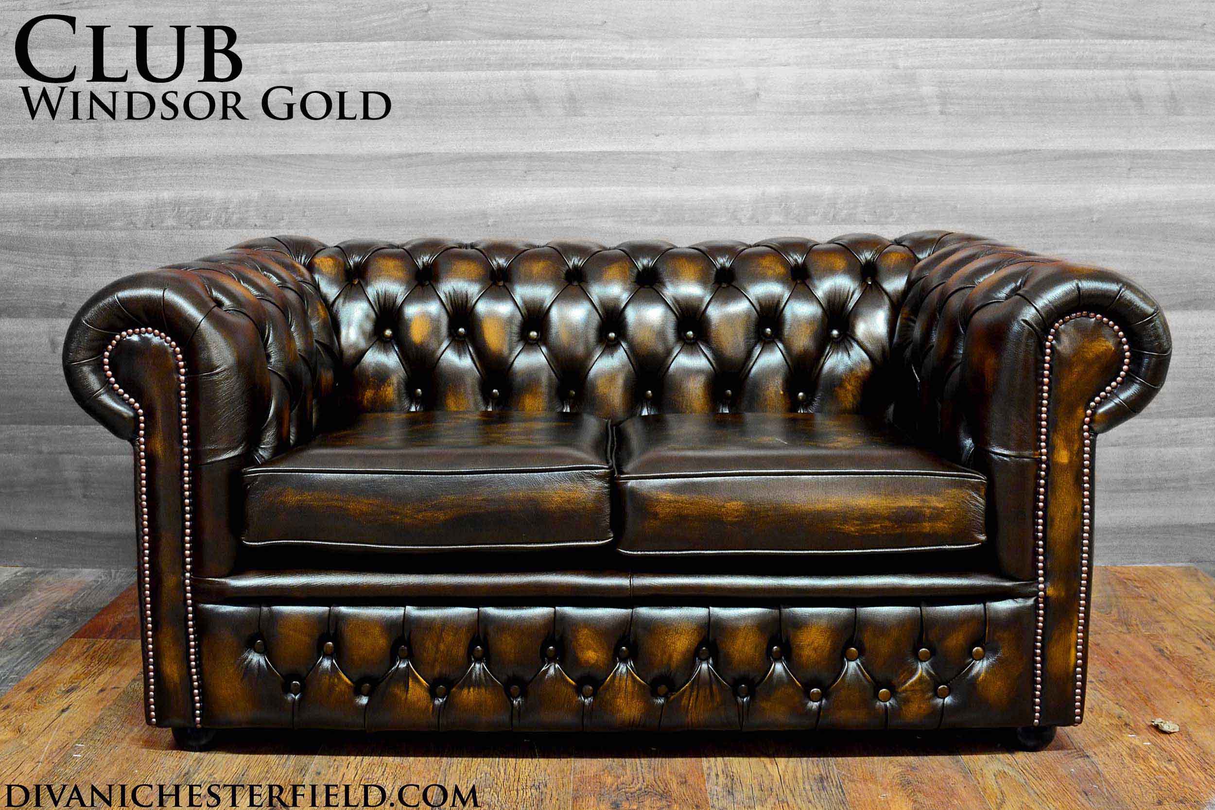 divano chesterfield pelle senape gold