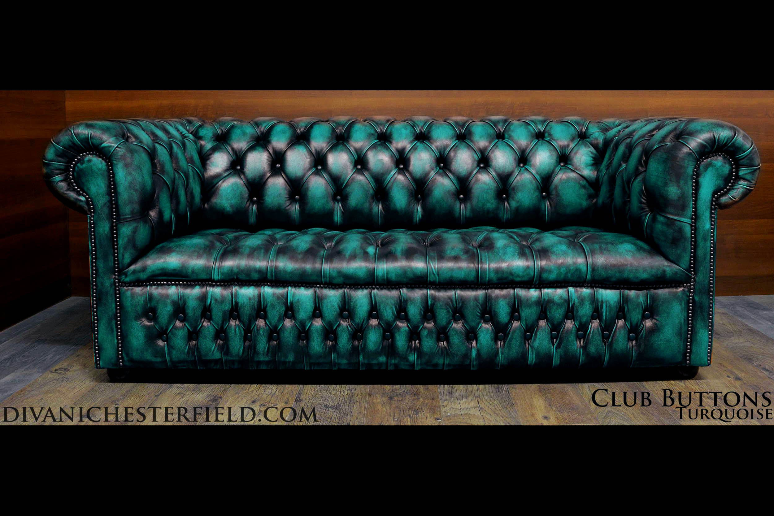 divano chester moderno pelle vintage turchese