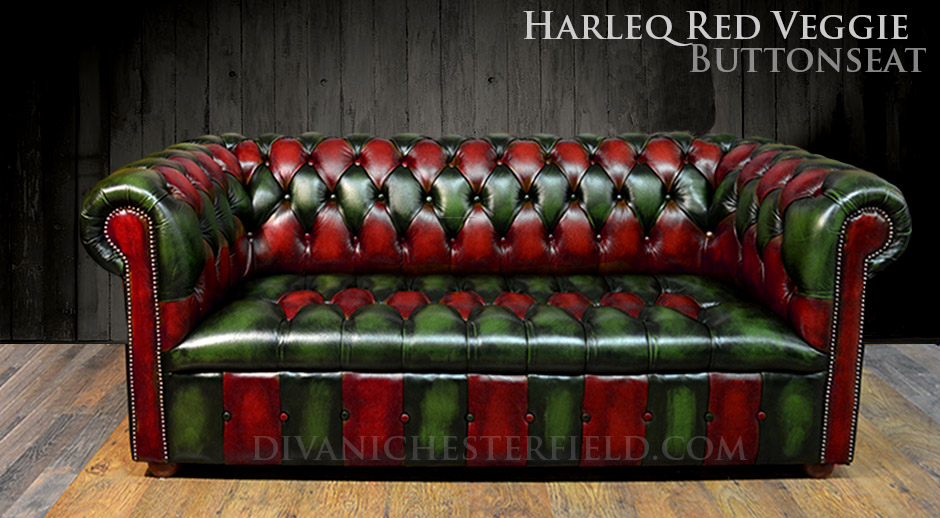 divano chesterfield pelle verde rossa vintage