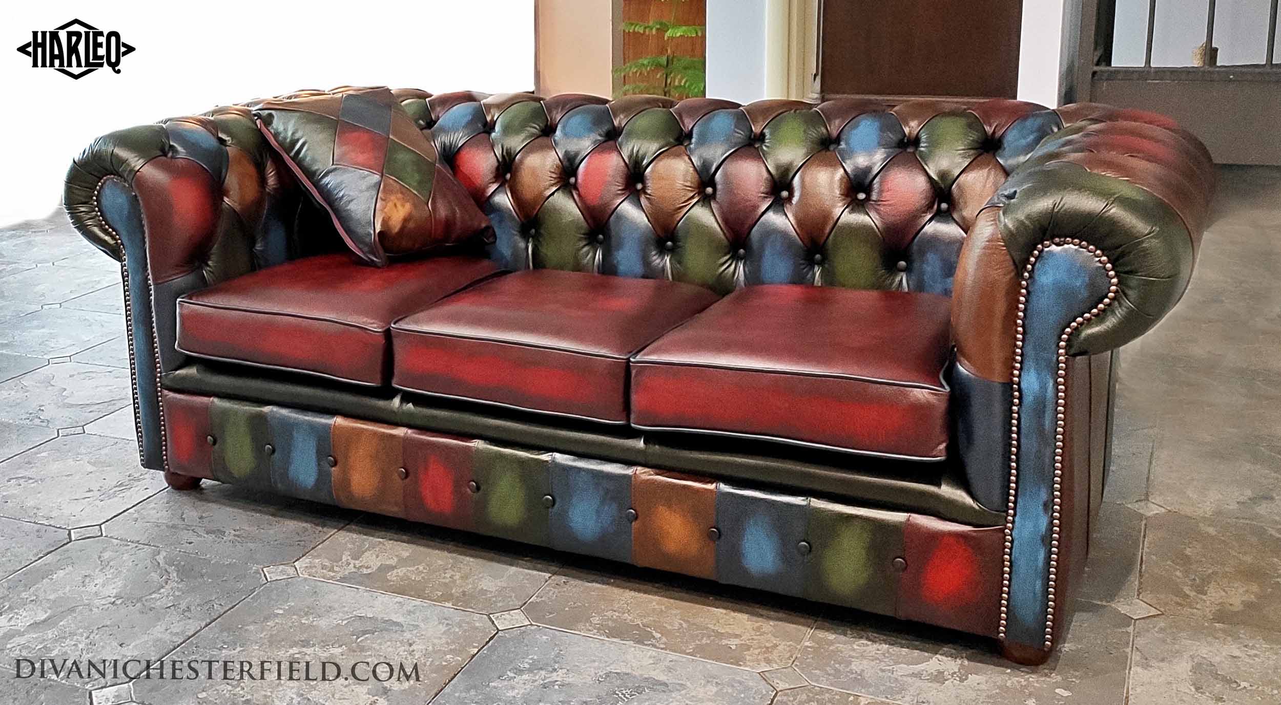 divano chester moderno colorato harleq patchwork