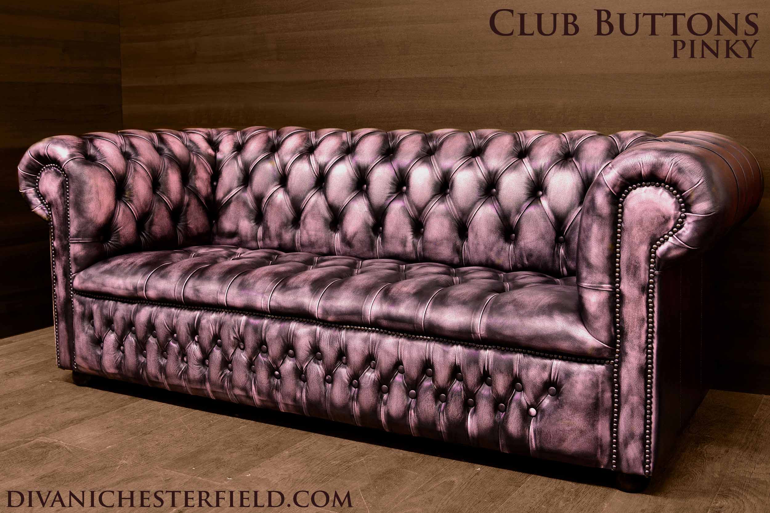 divano chester club pelle vintage rosa