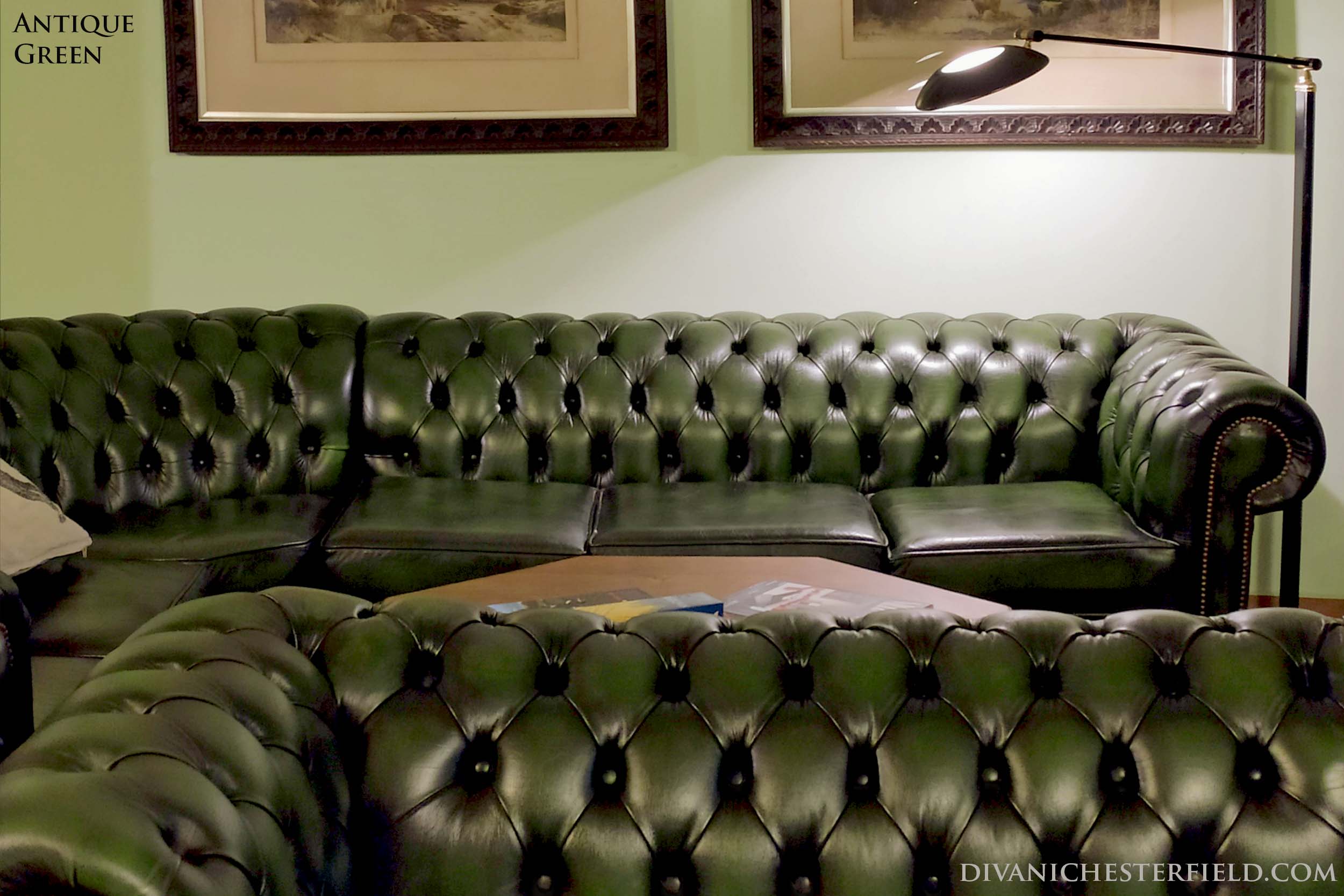 divano chesterfield verde pelle originale inglese