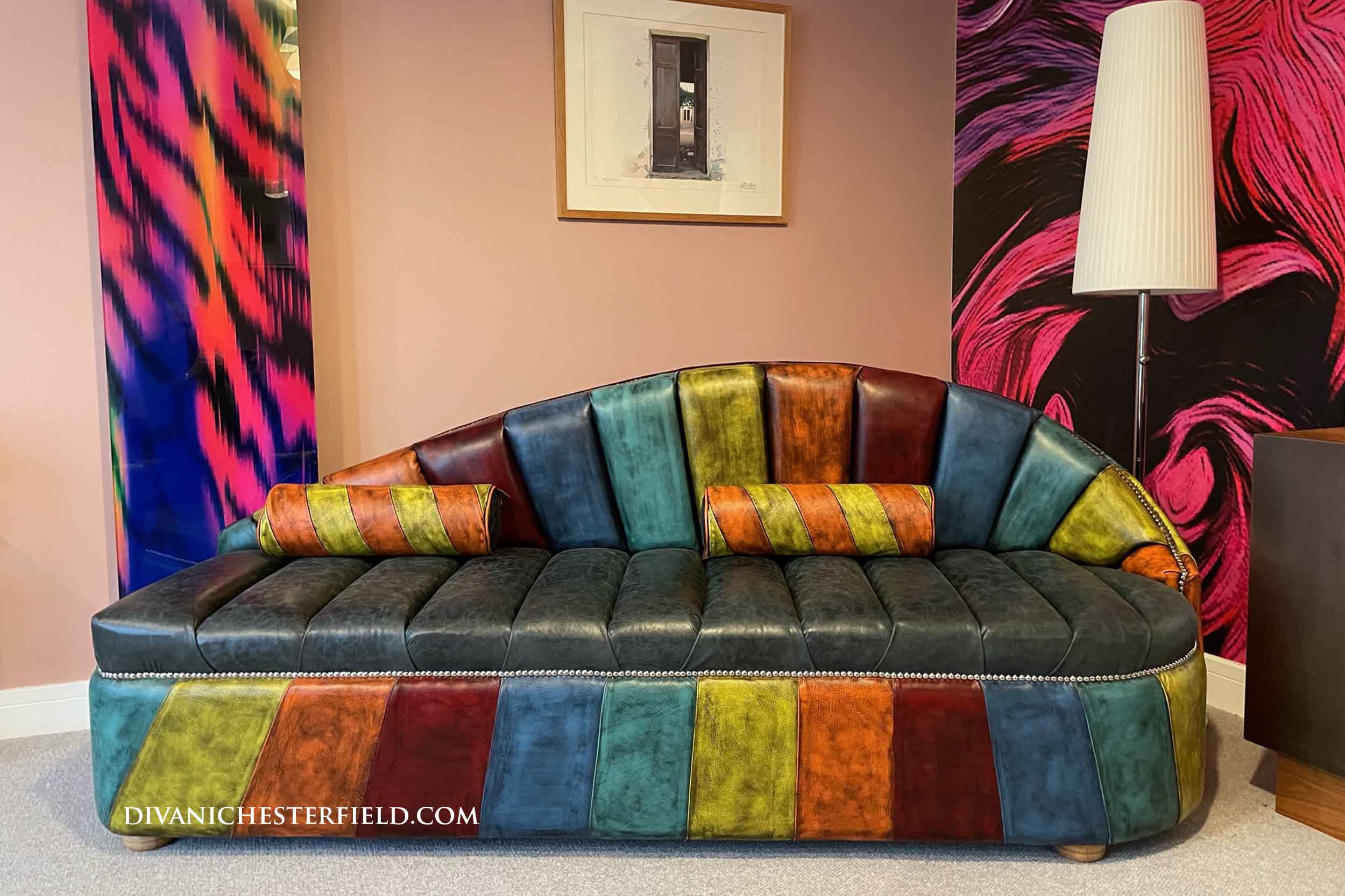 divano shell sofa nuovo design moderno pelli patchwork esclusive colorate
