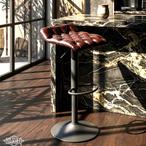 Sgabello Chesterfield Curved da bar, sgabello da cucina regolabile
