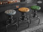 Sgabello Industriale Chesterfield Harleq Steampunk da bar regolabile