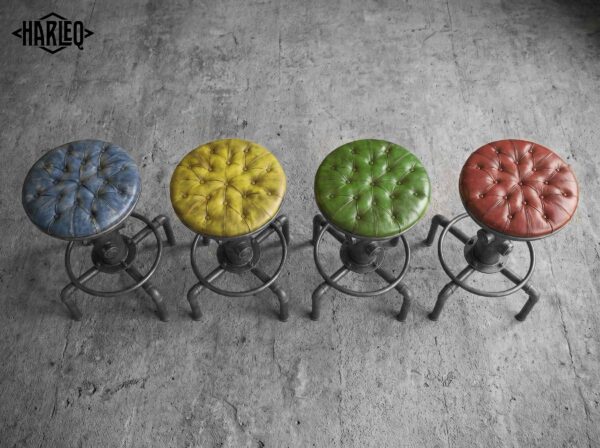 Sgabello Industriale Chesterfield Harleq Steampunk da bar regolabile