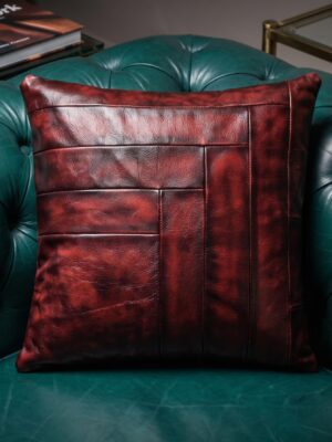 cuscino strisce pelle bordeaux lusso