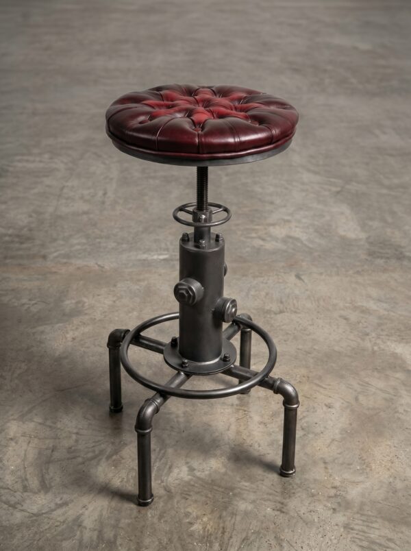 Sgabello Industriale Chesterfield Harleq Steampunk da bar regolabile