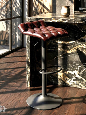 Sgabello Chesterfield Curved da bar, sgabello da cucina regolabile