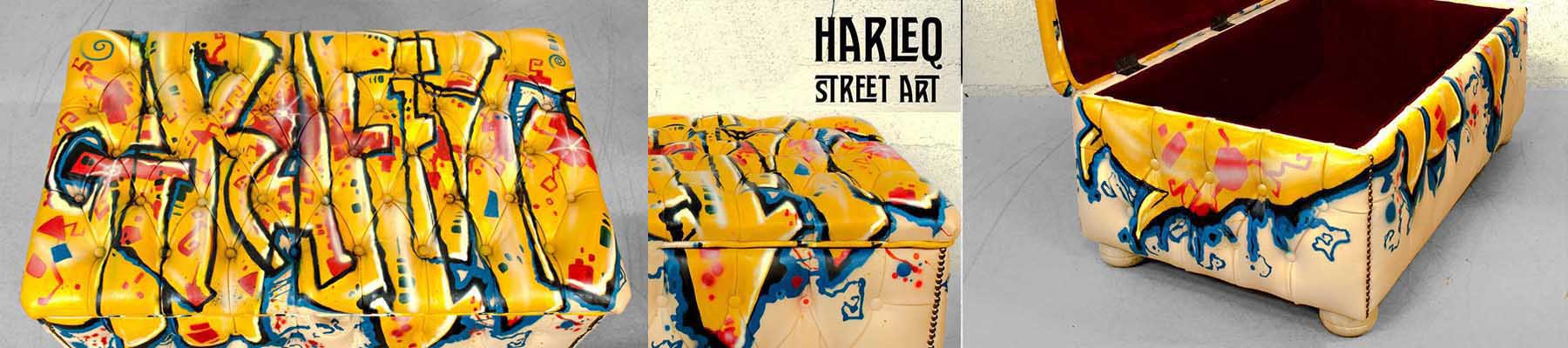 poggiapiedi tavolini chester moderni pelli colorate disegnate graffiti street art