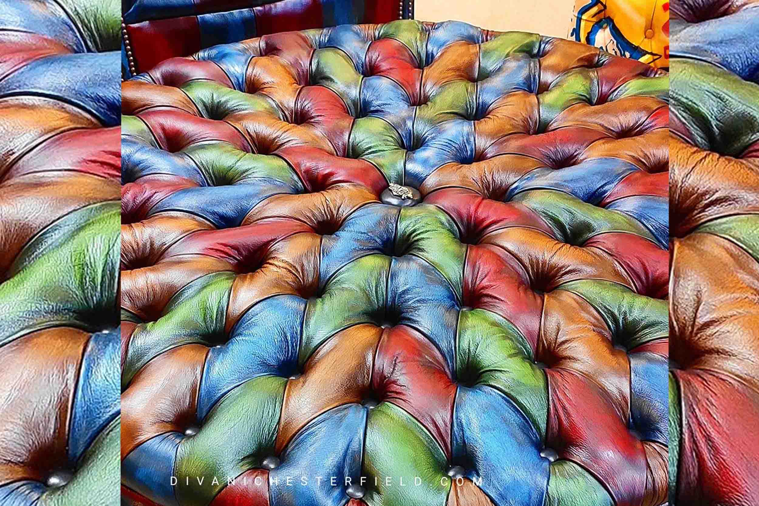 pouf circolare chesterfield pelle moderno divani su misura