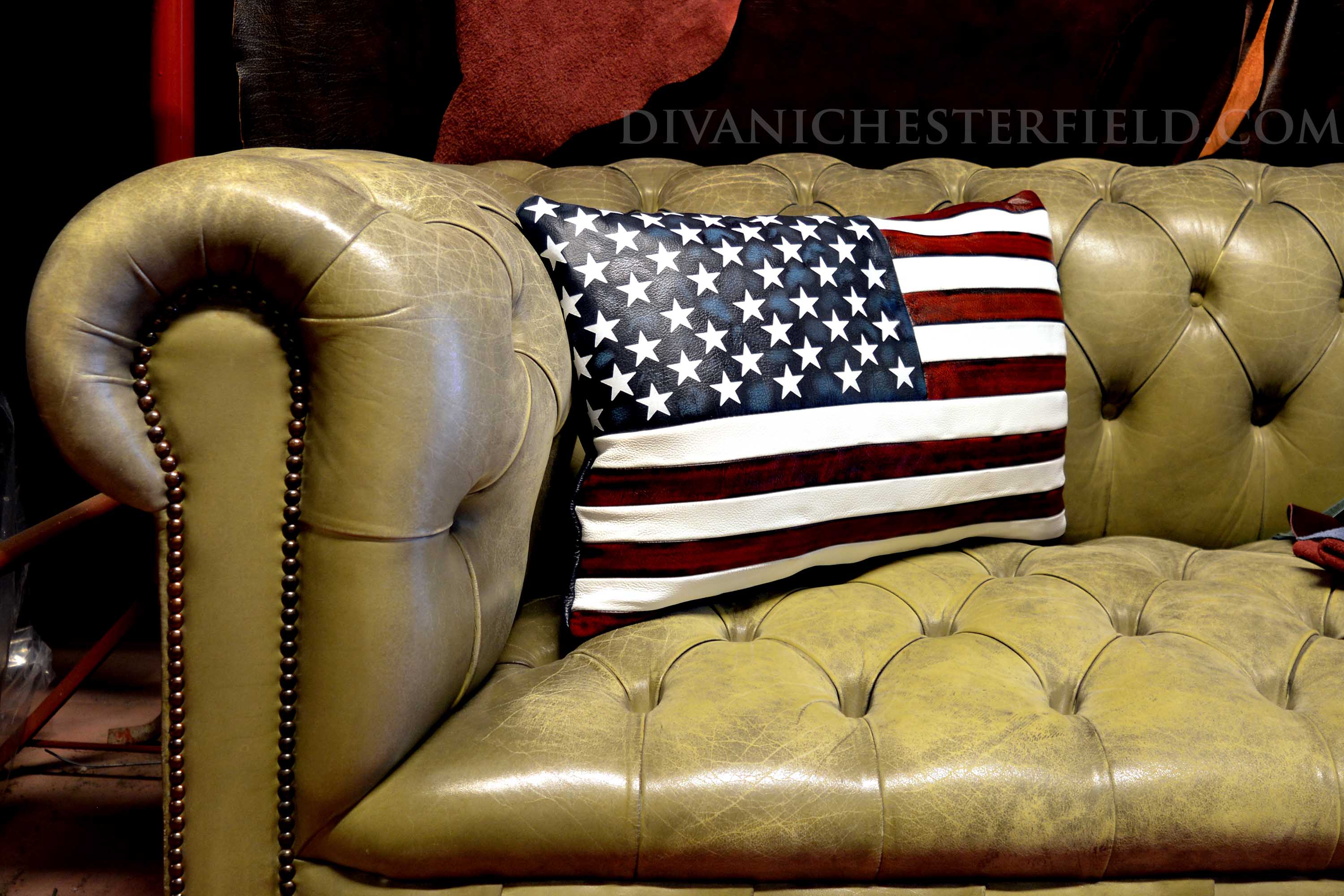 cuscini bandiera USA pelle colorata patchwork