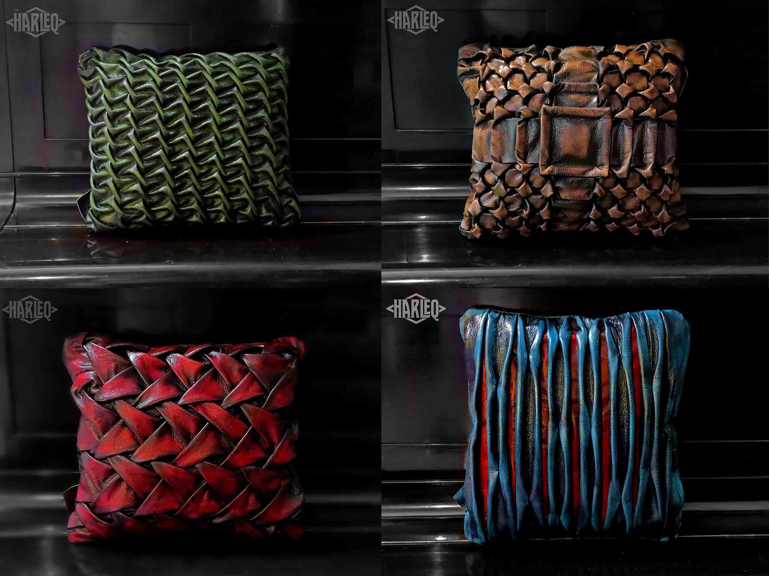 cuscini pelle colorata design ciciti a mano in Italia originali forma squadrata e verticale