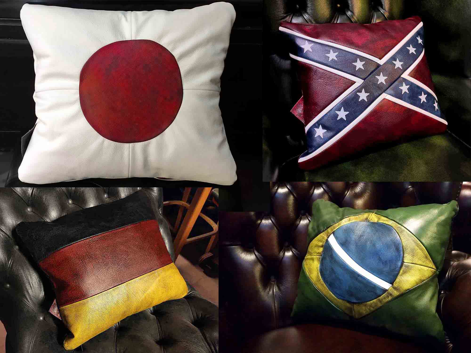 cuscini bandiera JAPAN pelle colorata patchwork