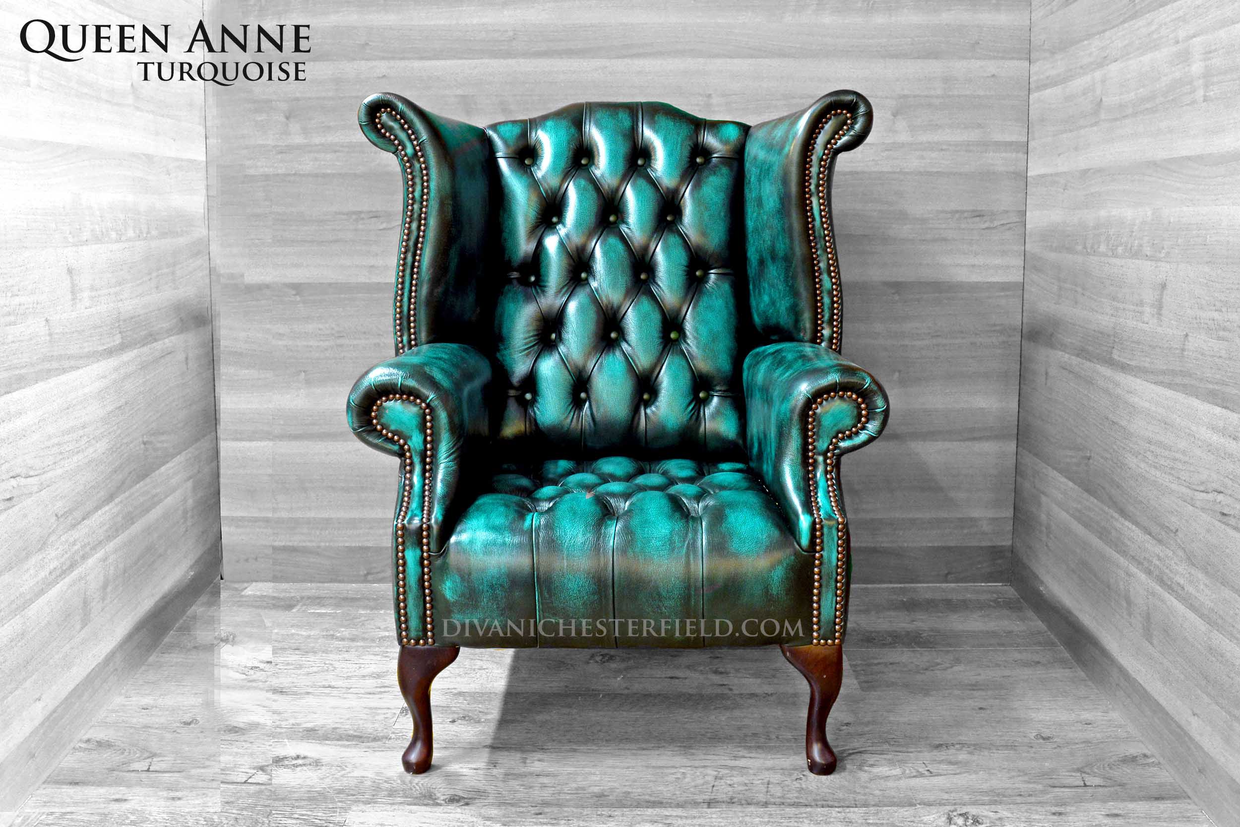 poltrona chester byron pelle vintage Turquoise